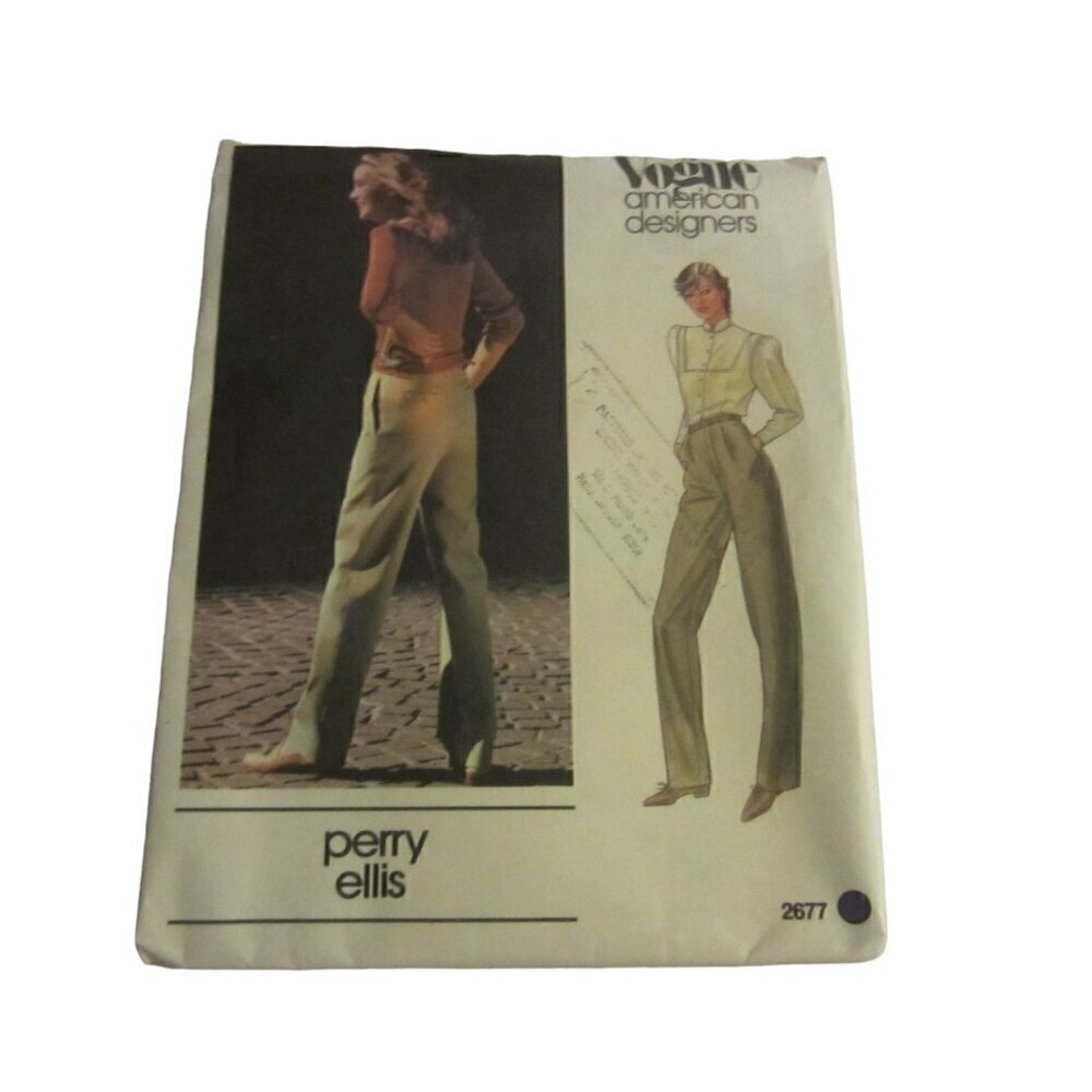 Vogue Women's Vintage Sewing Pattern 2677 Pants Beige Size 16